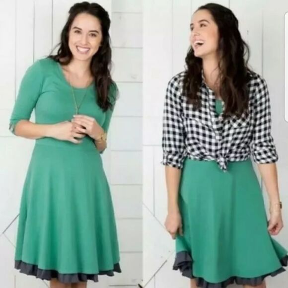 Matilda Jane Joanna Gaines jersey knit fit and flare layered dress modest XS - Picture 1 of 13